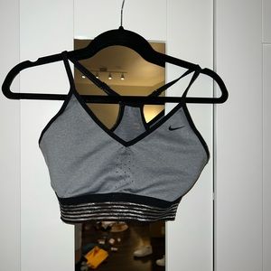 Gray and black Nike sports bra